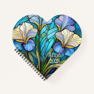Carnet Élégant Art Nouveau Floral Coeur Vitré