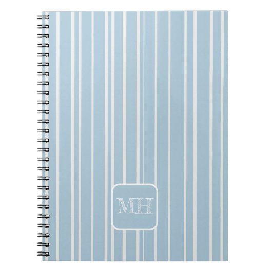 Carnet Élégant bébé bleu rayé monogrammed (Devant)