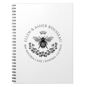 Carnet Élégant Bee Floral Newlyweds Nom Logo