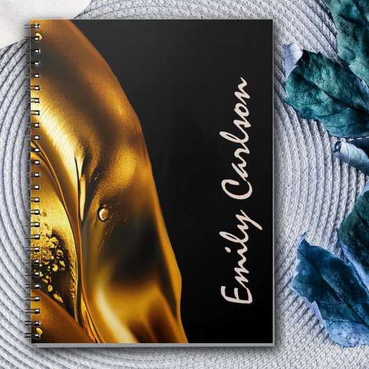 Carnet Elegant black and faux liquid gold