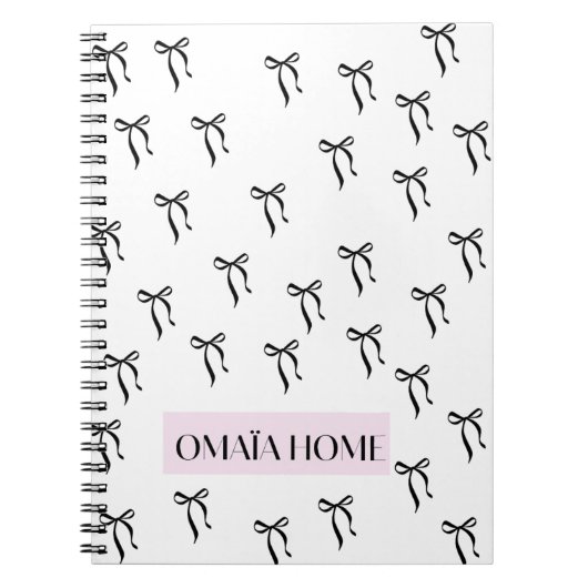 Carnet Elegant Black Bow Pattern by OMAÏA HOME (Devant)