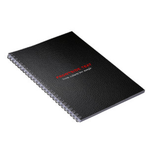 Carnet Elegant Black Faux Leather Look Red Text
