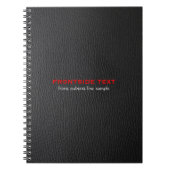 Carnet Elegant Black Faux Leather Look Red Text (Devant)