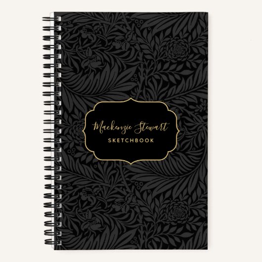 Carnet Elegant Black Floral Pattern Sketchbook (Recto)