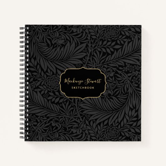 Carnet Elegant Black Floral Pattern Sketchbook (Devant)