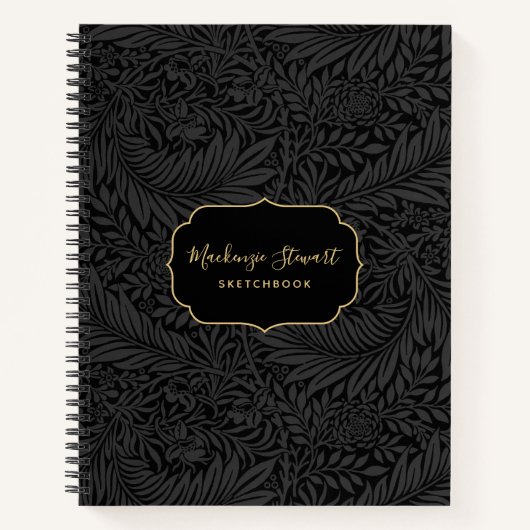Carnet Elegant Black Floral Pattern Sketchbook (Devant)