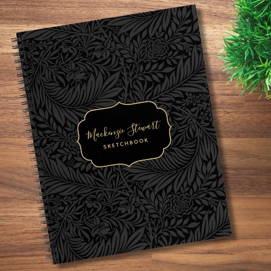 Carnet Elegant Black Floral Pattern Sketchbook