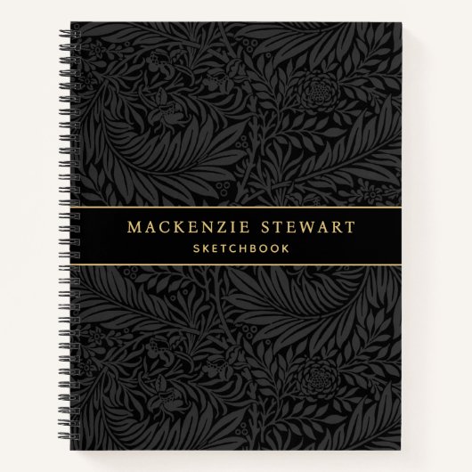 Carnet Elegant Black Floral Pattern Sketchbook (Devant)