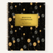 Carnet Élégant Black & Gold Balloons Keepsaké (Devant)