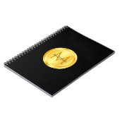Carnet Élégant Black Gold Moderne Modèle Monogramme (Côté gauche)