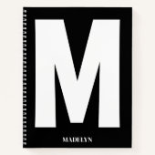 Carnet Elegant Black Monogram Name Minimalist modern (Devant)