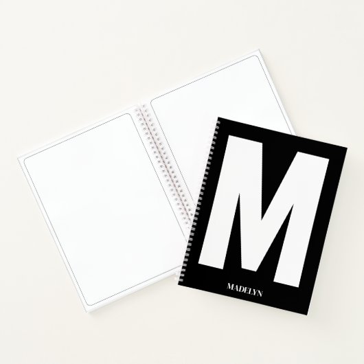 Carnet Elegant Black Monogram Name Minimalist modern (Intérieur)