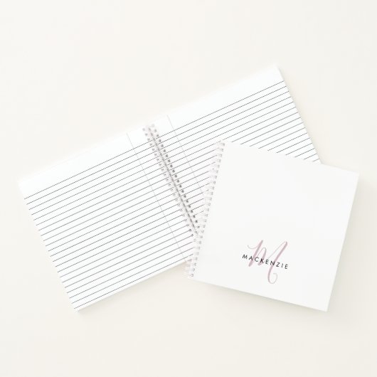 Carnet Élégant blanc blanc blanc clair rose Script Monogr (Intérieur)