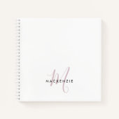 Carnet Élégant blanc blanc blanc clair rose Script Monogr (Devant)