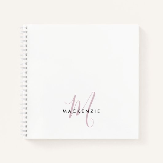 Carnet Élégant blanc blanc blanc clair rose Script Monogr (Devant)