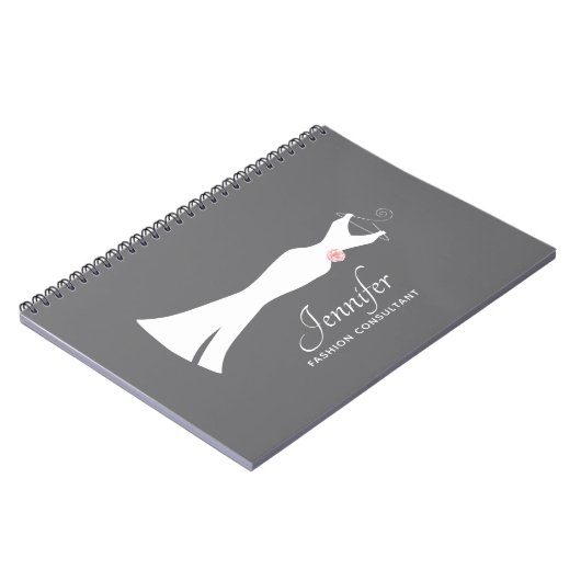 Carnet Elégant blanc sur gris - Design simple et élégant (Côté gauche)