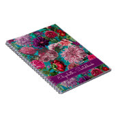 Carnet Elégant bleu aqua Vintage monogramme floral (Côté Droit)