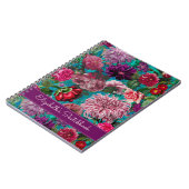 Carnet Elégant bleu aqua Vintage monogramme floral (Côté gauche)