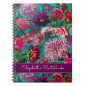 Carnet Elégant bleu aqua Vintage monogramme floral (Devant)