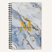 Carnet Elégant bleu blanc maïs doré personnalisation (Recto)