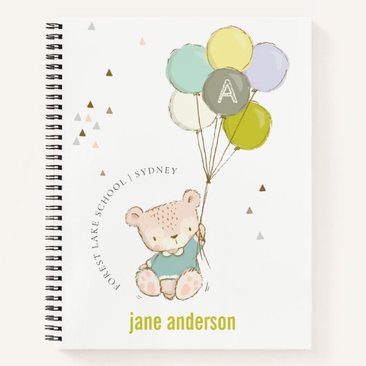 Carnet Élégant Bleu Bleu Ours Bleu Monogramme garçon (Devant)
