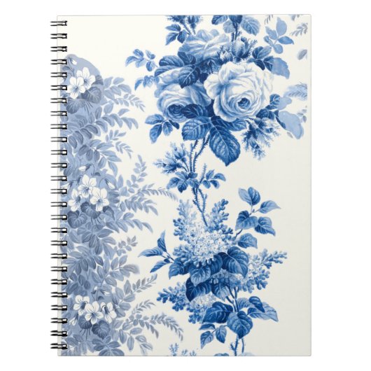 Carnet Élégant bleu chic Vintage floral (Devant)