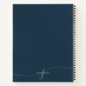 Carnet Elégant bleu marine Script Monogramme Recette (Dos)
