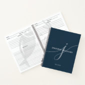 Carnet Elégant bleu marine Script Monogramme Recette (Intérieur)