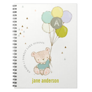 Carnet Élégant Bleu Ours Bleu Garçons Monogramme