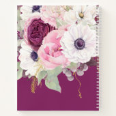 Carnet Élégant Bleu Peony Botanique Floral Monogramme (Dos)