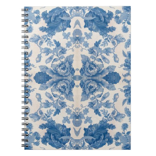 Carnet Elégant bleu vintage floral (Devant)