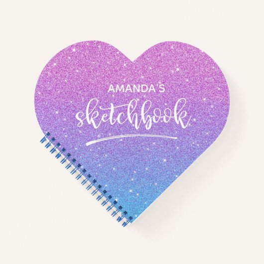 Carnet Elégant bleu violet ombre Parties scintillant Sket (Devant)
