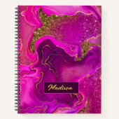 Carnet Élégant bloc-notes en marbre rose chaud en faux or (Devant)