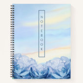 Carnet Elegant Blue Floral Watercolor  (Devant)