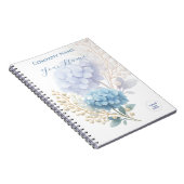 Carnet Élégant Blue Hydrangea Business Logo d'entreprise (Côté Droit)