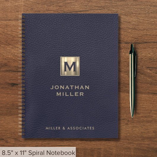 Carnet Élégant Blue Leather Gold Initial