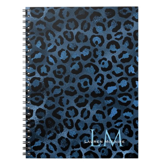 Carnet Elegant Blue Leopard Personalized Notebook (Devant)
