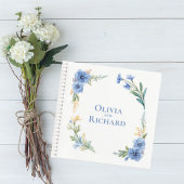 Carnet Elegant Blue Watercolor Floral Wedding Guest Book