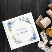 Carnet Elegant Blue Watercolor Floral Wedding Guest Book