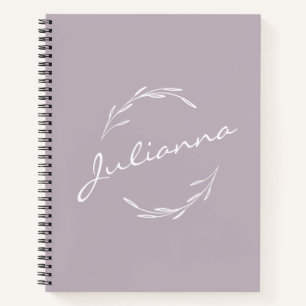 Carnet Élégant Boho Botanique Wreath Lilac Personnalisé