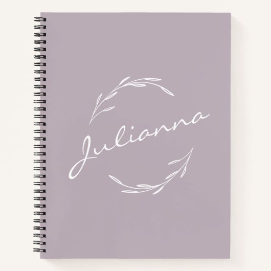 Carnet Élégant Boho Botanique Wreath Lilac Personnalisé (Devant)
