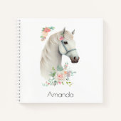 Carnet Élégant Boho Cheval Blanc Floral (Devant)
