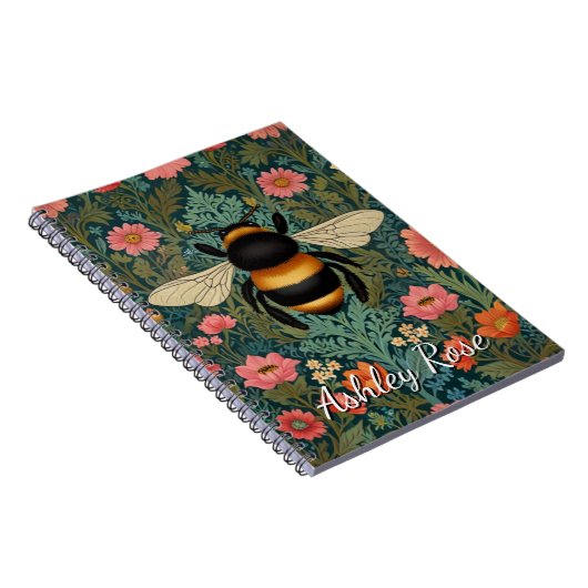 Carnet Elegant boho retro bumblebee spring florals (Côté Droit)