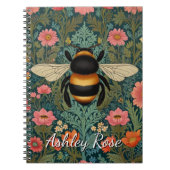 Carnet Elegant boho retro bumblebee spring florals (Devant)
