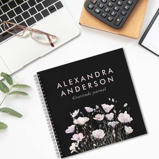 Carnet Elégant Boho Rose Fleur sauvage Aquarelle minimali