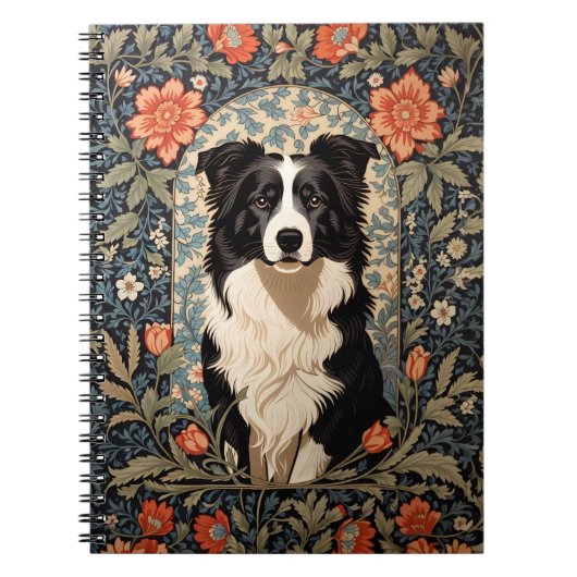 Carnet Elégant Bordure Collie William Morris Inspiré (Devant)