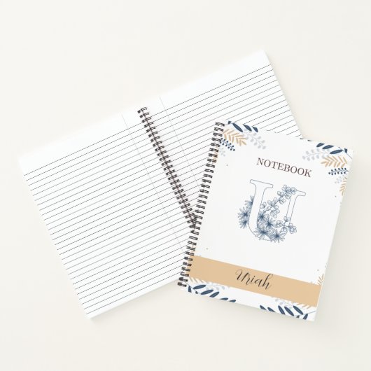 Carnet Élégant botanique avec U initial (Intérieur)