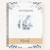 Carnet Élégant botanique avec U initial (Devant)