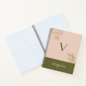 Carnet Elégant Botanique Personnalisé - Nommé avec V (Intérieur)