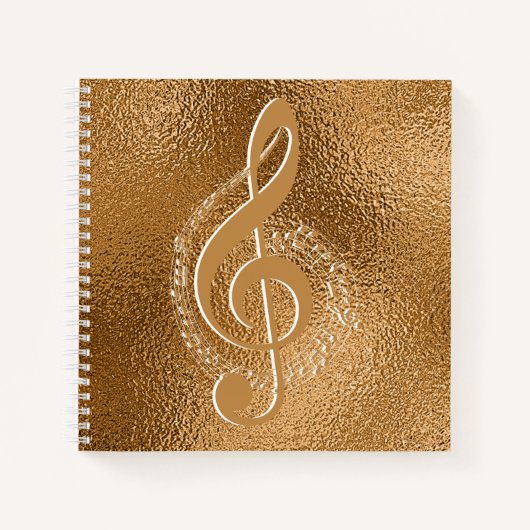 Carnet Elégant bronze or note de musique métallique (Devant)